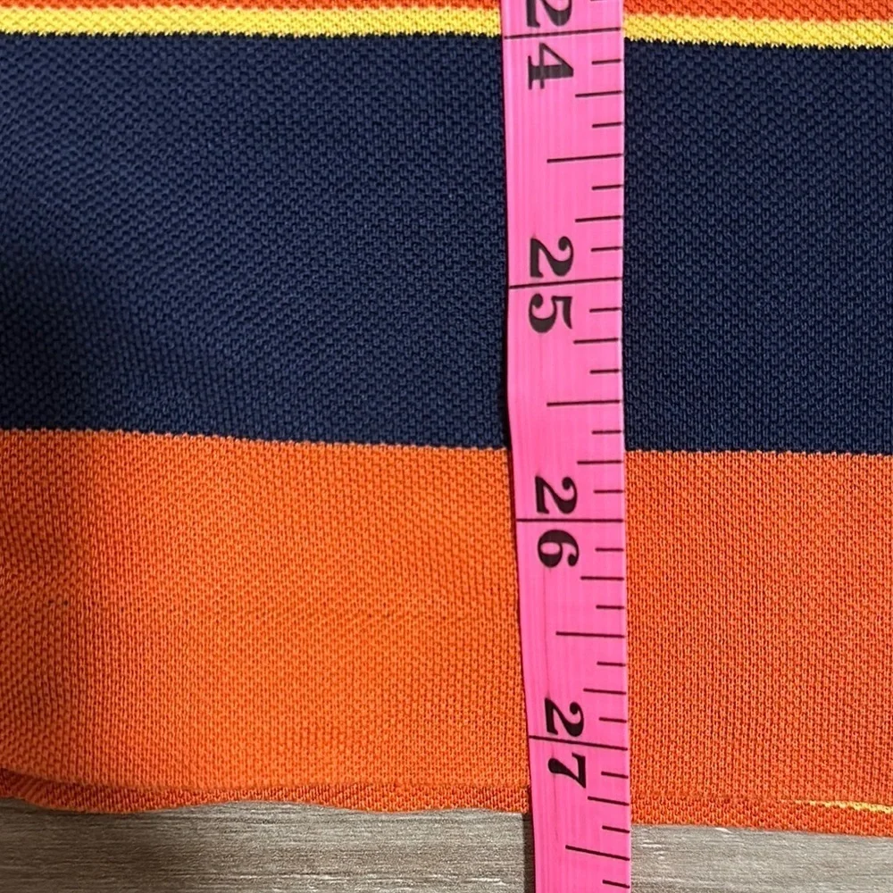 Polo Golf Ralph Lauren Shirt Adult Large Orange Blue Stripe Pima Cotton Mens